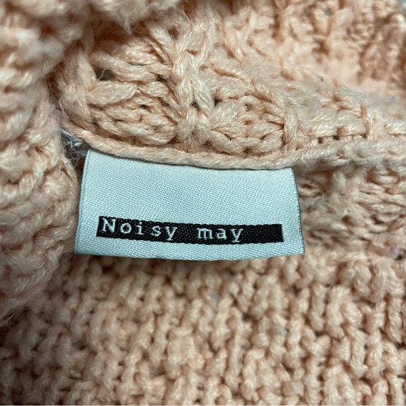 Noisy May Peachy Pink Chunky Knit Turtleneck Sweater Oversized Women’s Small - Picture 6 of 10